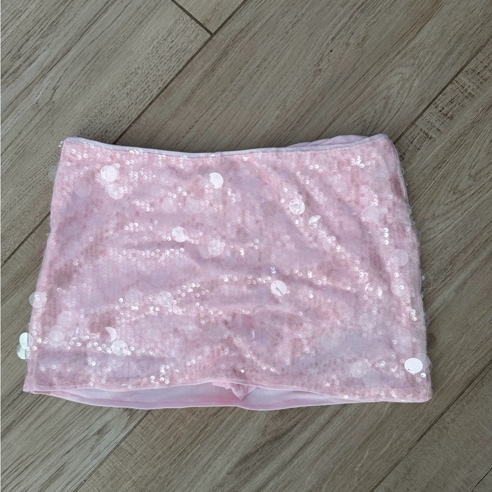 Pink Sequin Mini Skort